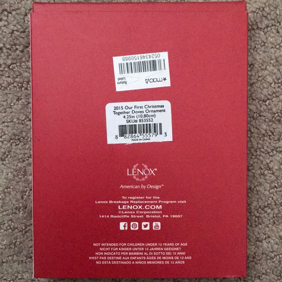 Lenox Our First Christmas 2015 Ornament - Picture 2 of 2